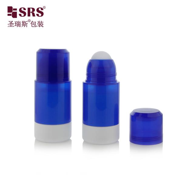 RPPE(P)-75ML Big Size Empty Diamond Blue Colored Refillable Roll On Bottle With Replacement Inner Bottle White Inner Bottle PP Pasitc Roller Ball For Deodorant Gel Formual
