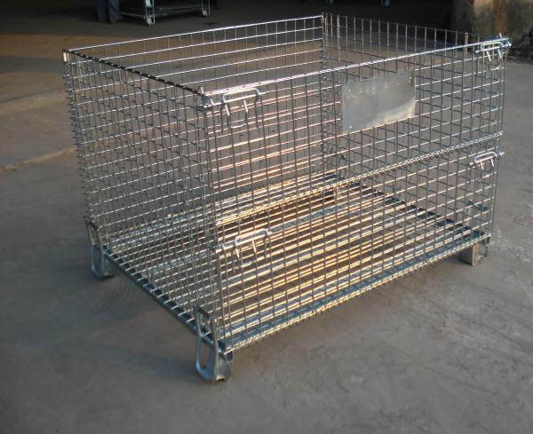 Heavy duty galvanized wire metal storage cage folding wire mesh container for stacking storage