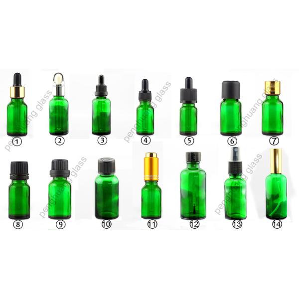 Cosmetic Liquid Small Green Glass Bottle 5ml Essential Oil Bottles With Dropper