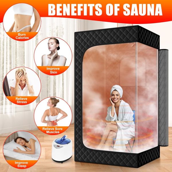 Portable Home Sauna Tent Personal Steam Sauna With 9 Heat Settings125°F Humidity Waterproof Floor Includes Chair And Diffuser For Indoor Use