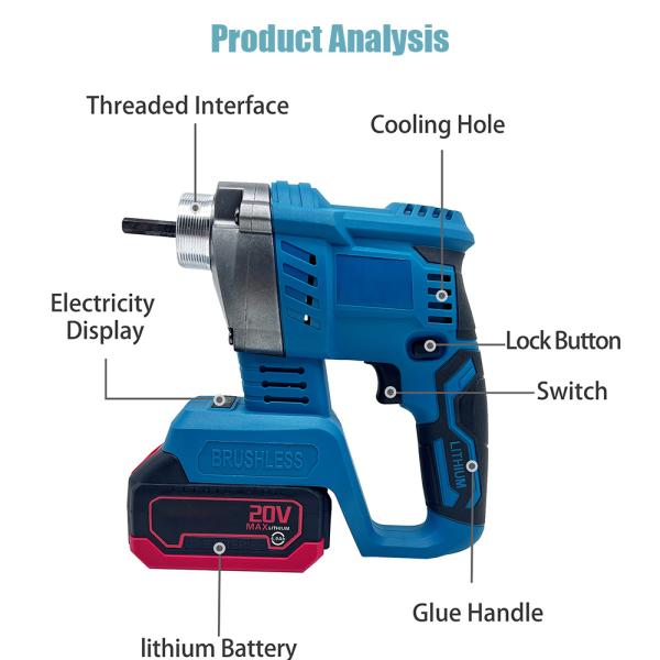 220v Voltage Lithium Battery Electric Portable Concrete Vibrator with 1-6m Flexible Shaft Length