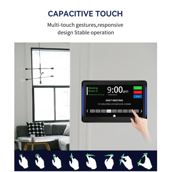 13.3inch wall mount touch screen 2GB+16GB rockchip business android tablet pc LED light POE NFC WIFI  for meeting room