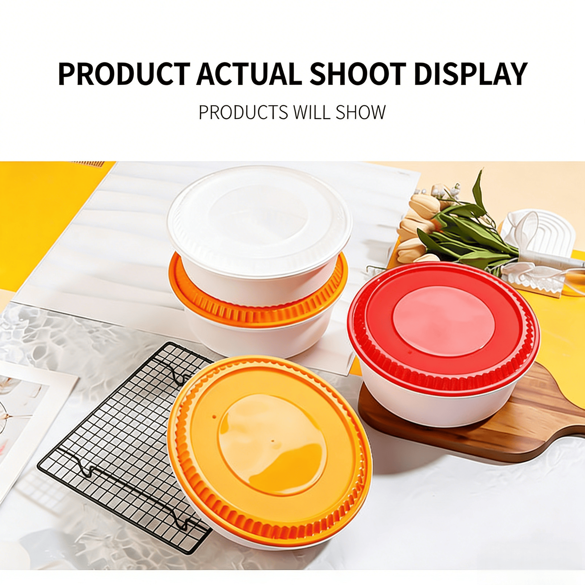 large round plastic takeaway bowl with lid disposable food bowl soup and salad container food storage bowl
