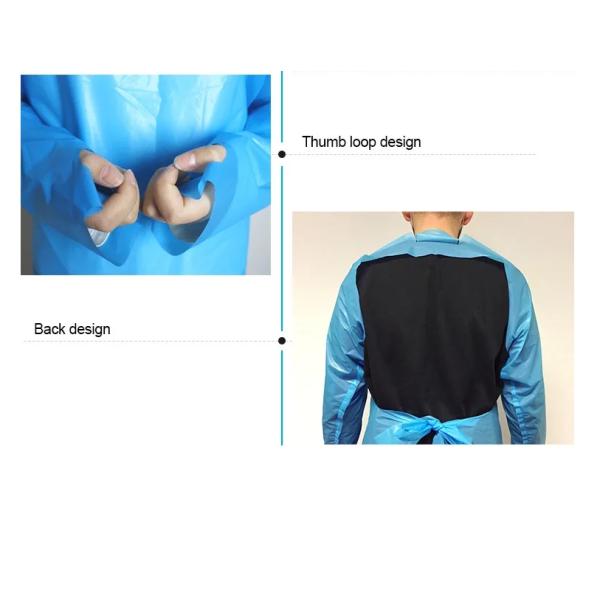 Blue Waterproof Plastic CPE Non Woven Disposable Apron / CPE Gown