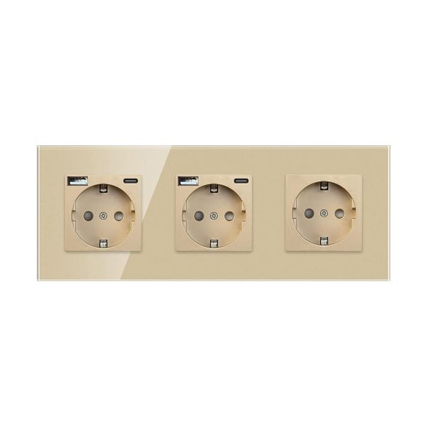 Wall Switch and Socket with 3500W Rated Power Tempered Glass Panel and Round Mounting Box for Europe & Russia