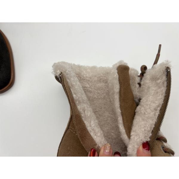 Women's waterproof non-slip lace-up winter dress boots，soft cow suede leather with High quality plush lining