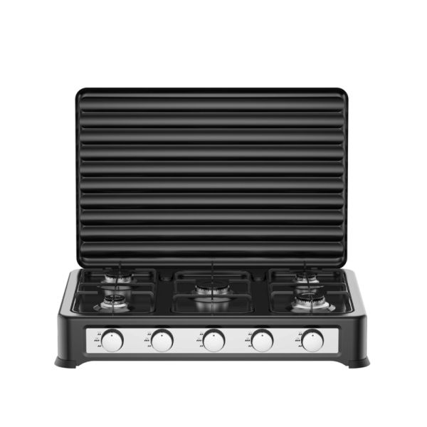 Commercial Grade Five Burner Gas Stove Offering Robust Construction and Uniform Heat Distribution for Cooking Operations
