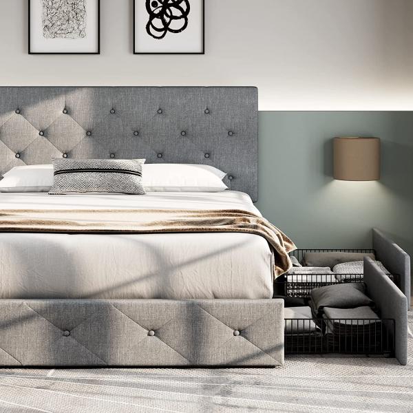 Multipurpose Ottoman Storage Bed Practical Breathable With Drawers
