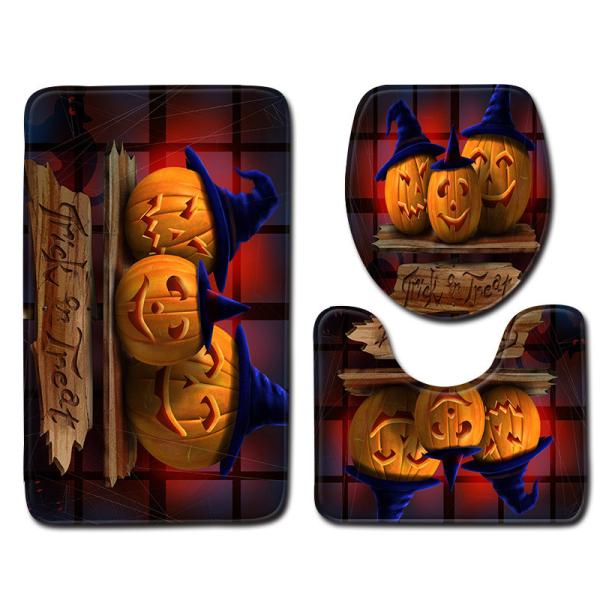 Absorvente da água grupo de Mat Halloween Toilet Lid Cover do banho de 3 partes