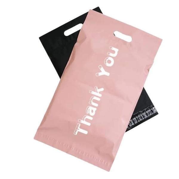 Thanks You Poly Courier Shipping Bag Self Adhesive Mailing Bags With Handles Custom Pink Poly Mailers Courier Bag With Handle