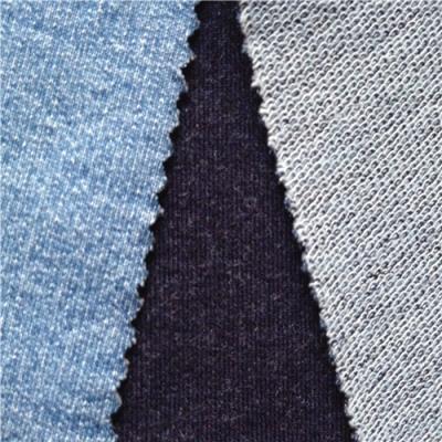 indigo cotton spandex knit denim like fabric