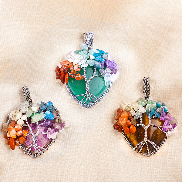 Регулируемый Око Тигра драгоценный камень 7 чакры Дерево Жизни Ожерельевик