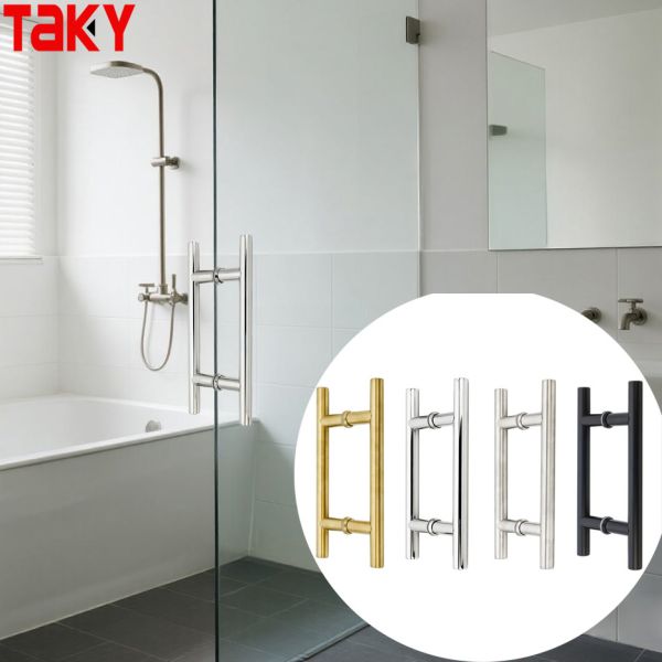 H Type Double Sided SS304 Stainless Steel Shower Glass Door Handle 203*203*19*1.0mm for Bathroom Sliding Doors