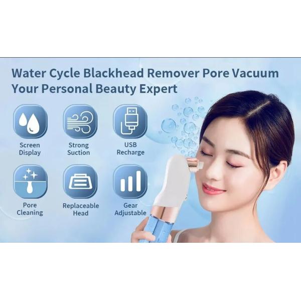 Micro eléctrico pequeño ciclo de agua de burbujas Vacuo Blackhead Remover Nosa de belleza Facial de limpieza de poros