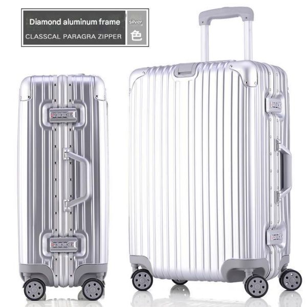 21520 Diamond Style Aluminum Frame Suitcase with TSA Customs Lock Aluminum-Magnesium Alloy and Silent Universal Wheels