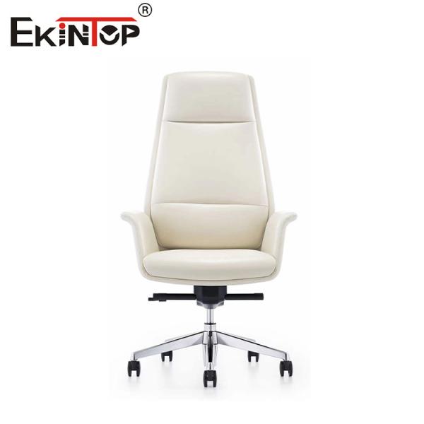 Butterfly Mechanism White Leather Chair Rotate And Adjust Height