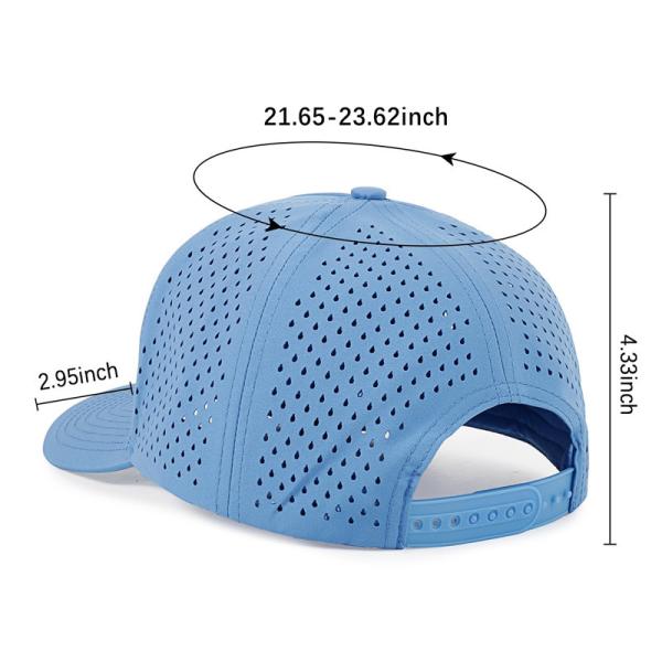 Wholesale 5 Panel Blue Baseball Cap Custom Laser Cut Hole Gorras Golf Waterproof Polyester Sports Hat