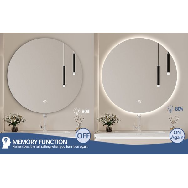 Copper Free Silver Round Bathroom Mirror Wall Mounted Customized