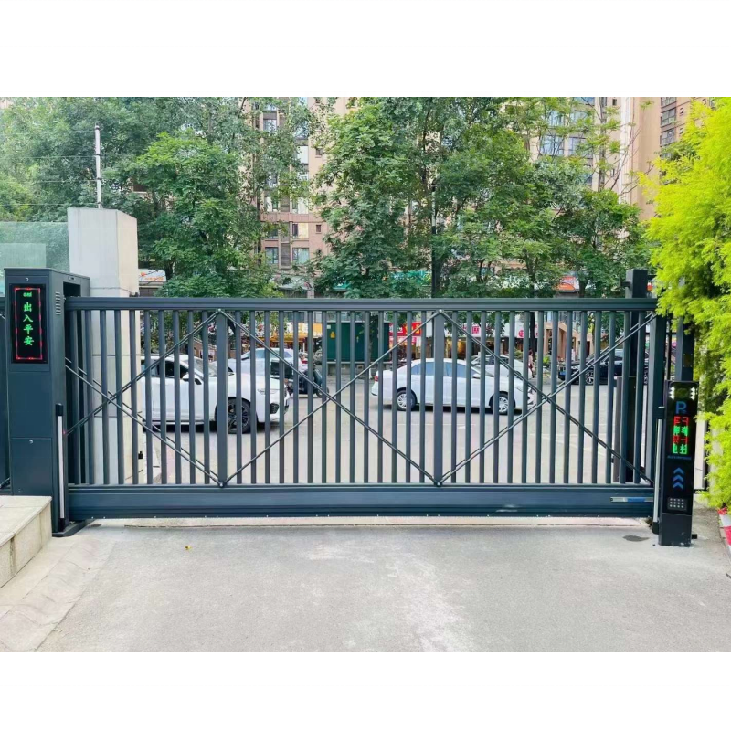 Heavy Duty Telescopic Sliding Gate Electric Trackless Aluminum Alloy Retractable Automatic Sectioned Outdoor Entry Gym Remote