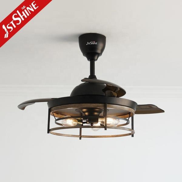 1stshine Preto PC tradicional de lâminas ocultas Ventilador de teto com soluções de iluminação remotas 2-