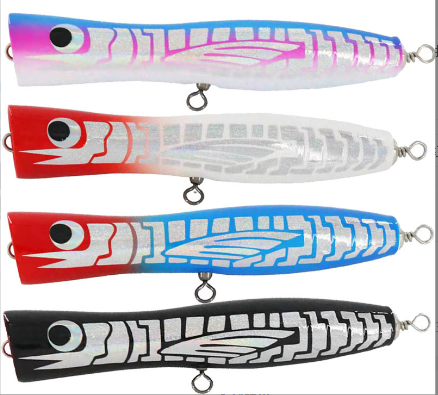 4 цвета 18 см/80 г Деревянная приманка Требл крюки Водный удар Большой рот Басс Тунец Рыбная приманка Поппер Деревянная рыбная приманка