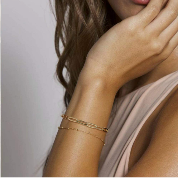 Women's Gold Bar Bracelet Single-layer L Style Simple Exquisite Bracelet Hook 18K Gold Plated Jewelry Wholesale Price