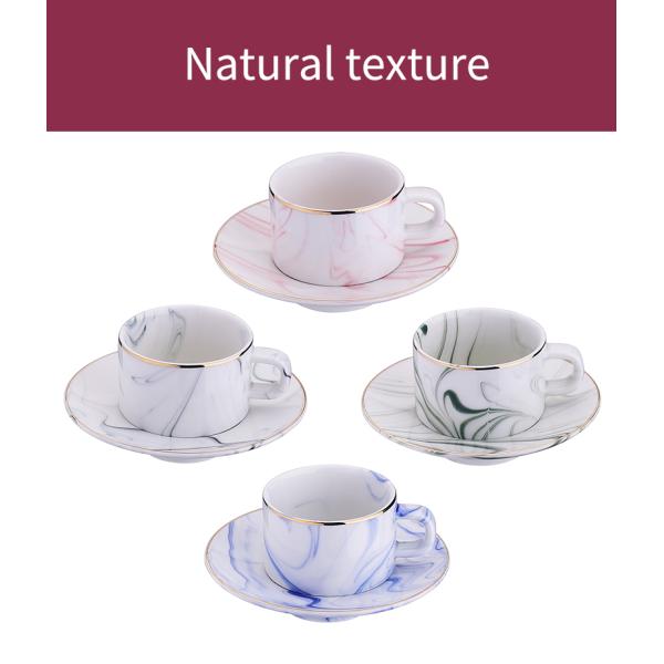 80ml Set Of 6 Nordic Marble Coffee Mugs Ceramic Tea Cups