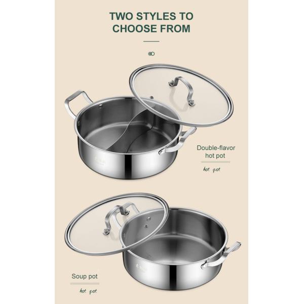 Chinese Stainless Steel 2 Compartment Induction Cooker 26cm Hot Stock Pots with Cover