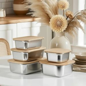 IKOO Boîtes de préparation de repas réutilisables Contenant alimentaire en acier