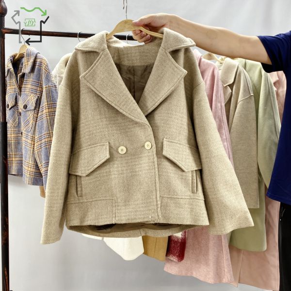 Fashion Second Hand Womens Coats Single Sided Medium Long Hybrid Minimalist Style