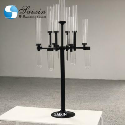 Modern  Silver Gold Black Metal And Crystal Candelabra Glass Candle Holder 90CM