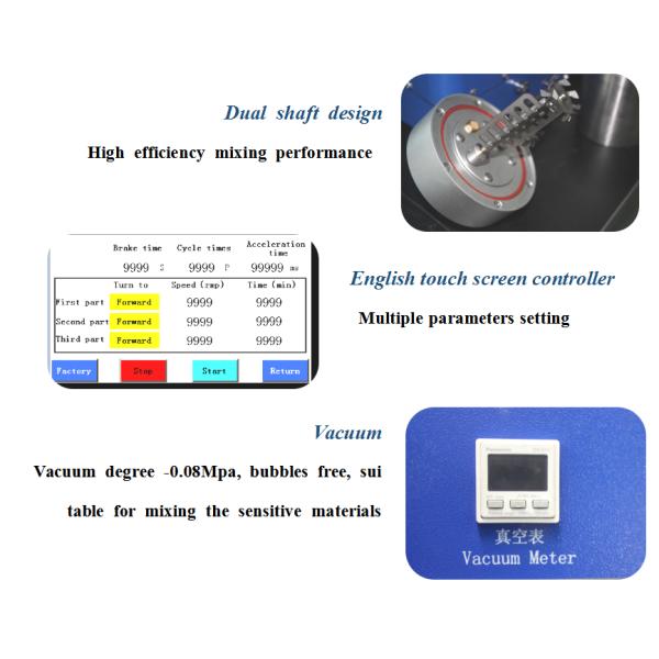 500 мл компактный планетарный вакуумный смеситель с двойным валом для подготовки электродов для батарей
