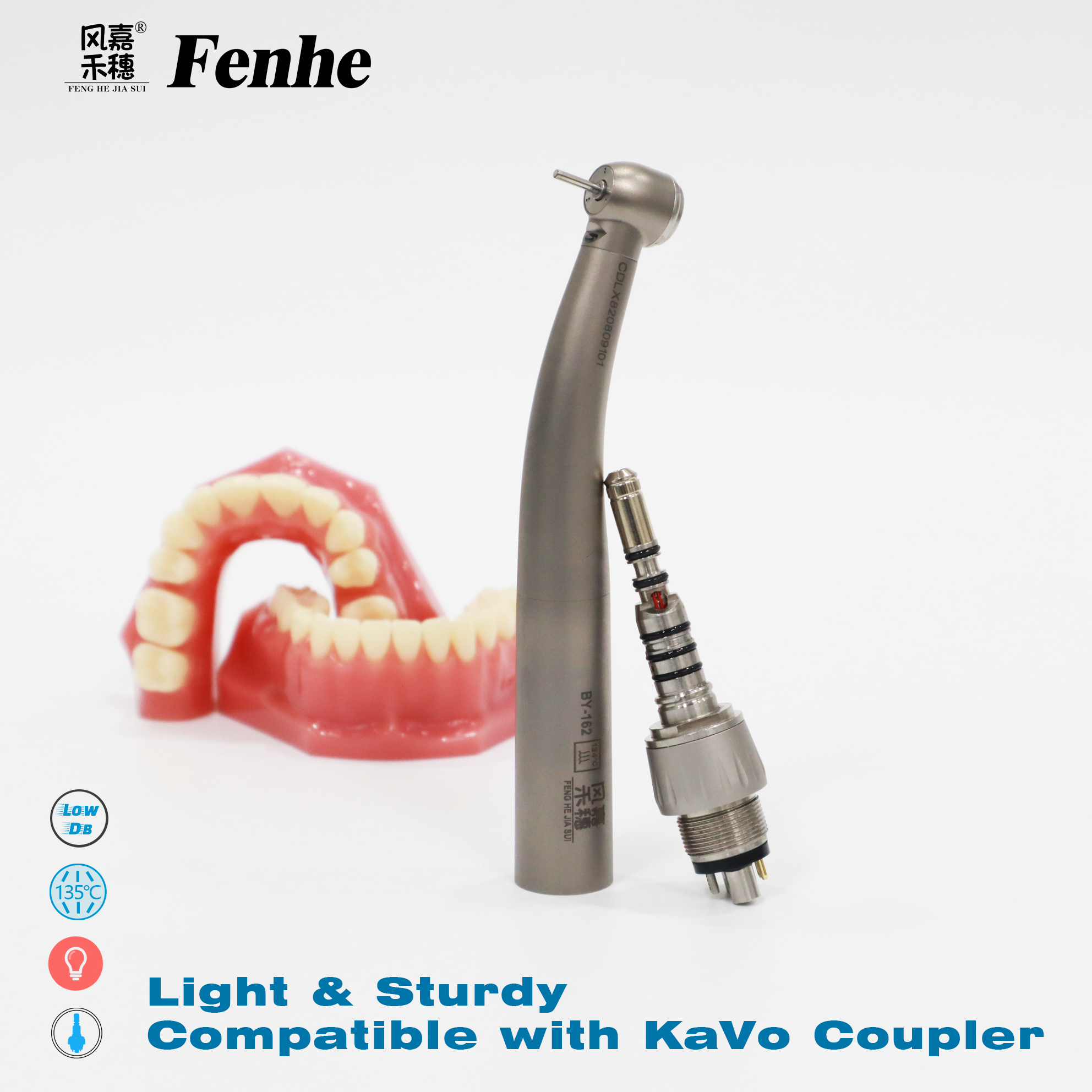 Dental High Speed Handpiece with 300,000 RPM Compact Head Size and Fiber Optic Light for Precision Procedures