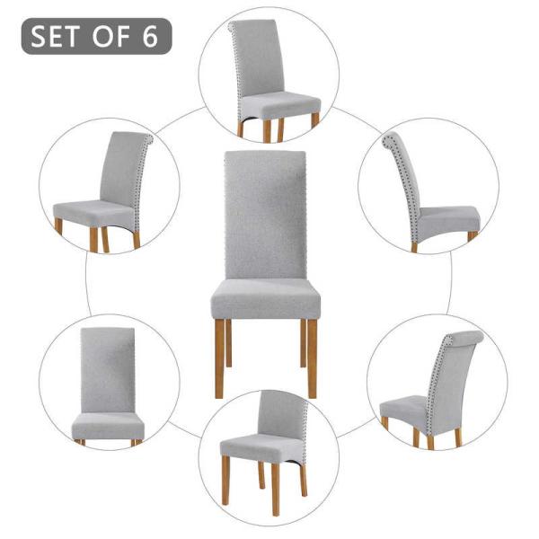 L17.5  inch Gray Padded Side Chair / High Back Fabric Dining Chair 300lb