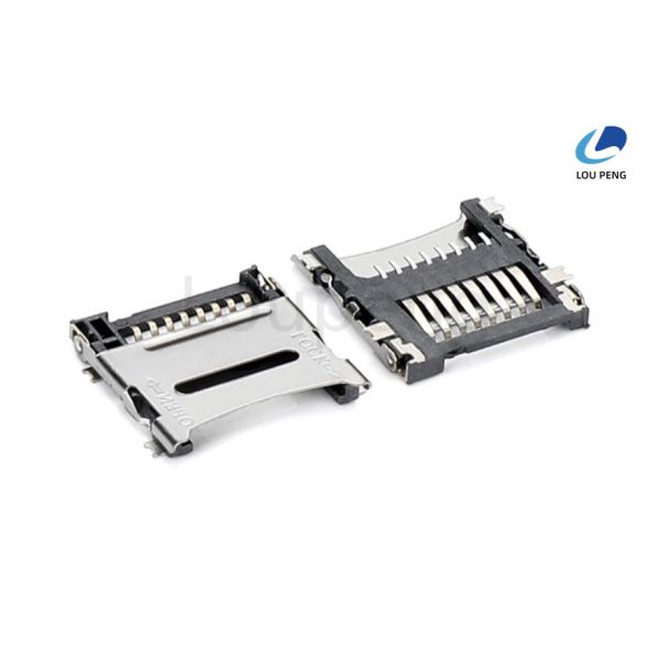 micro pcb SD push sim card connector 8pin smt，mini sd card socket