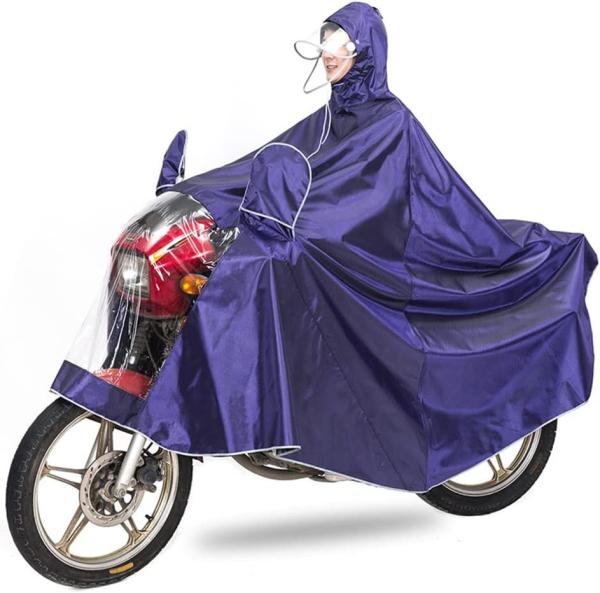 Unisex Adult Rain Poncho Outdoors Bike Ebike Motorcycle Scooter Cycling Jacket Raincoat Hooded Cape, Purple, 6XL