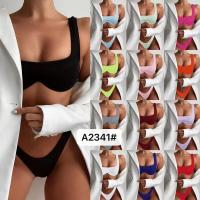 Le maillot de bain sexy de femmes de style de bikini de licou avec la conception unique Upf50 durable imperméabilisent en stock le nouveau type