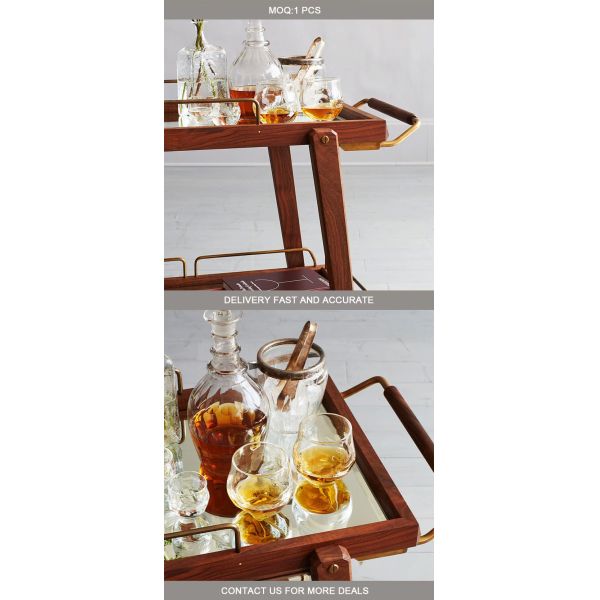 MOYI Customized Iron and Wood TrolleyWooden Cart with Wheels for Hotels