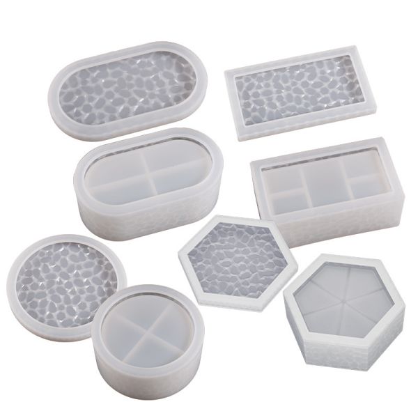 DIY Resin Diamond Storage Box Mould Rectangular Oval Hexagonal Stackable Storage Jar Silicone Mold