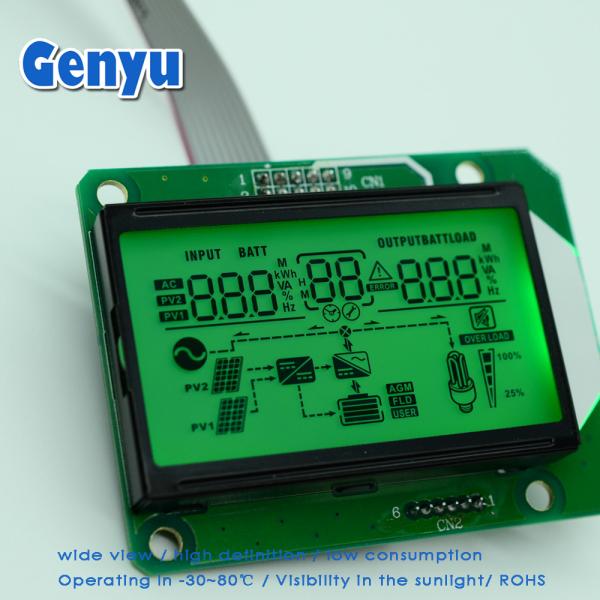 5.0V Custom Segment LCD Display HTN Positive Green Backlight Inverter LCD Display