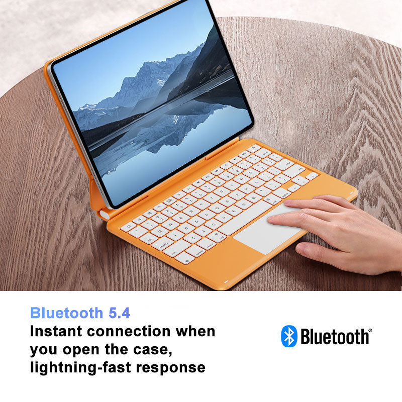 Universal Magnetic Keyboard Case with Trackpad for iPad Air 13 M4/M3/M2 & Pro 12.9 2018-2022 - Aluminum Slim Cover