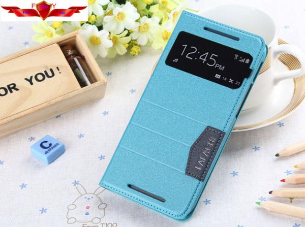 New Type HTC M8 Smart Sleep/Wake Up Leather Cases With Holder Call ID Display Good Quality