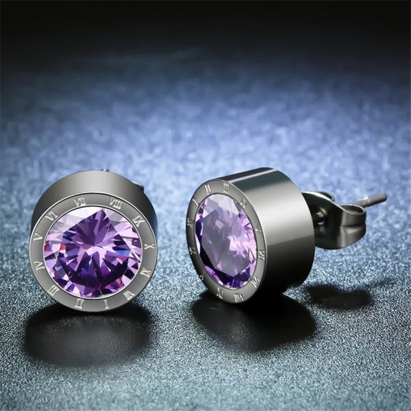 Yellow Gold Plated Stainless Steel Trendy Stud Earrings For men and Women Inlaid With AAA CZ Zircon Stone