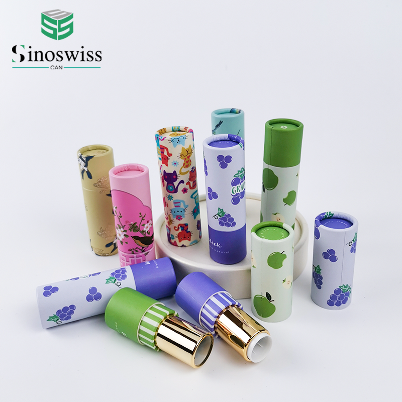 Cylindrical Cosmetic Paper Tubes Empty Twist Up Body Care Printed Lipstick Containers