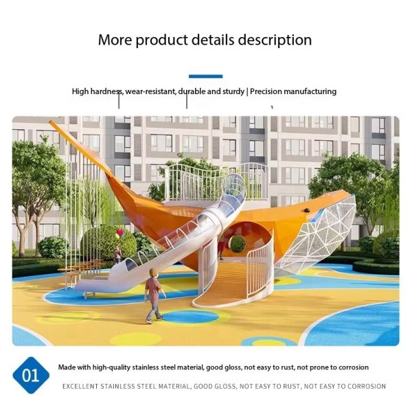 Custom-Made Stainless Steel Hand-Forged Outdoor Playground Sculpture and Metal Art Piece