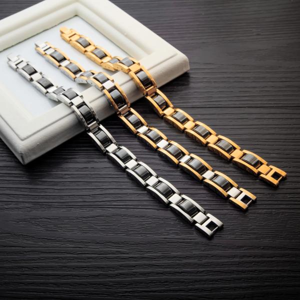Stylish Gold Plated Japanese and Korean Fashion Titanium Steel Magnet Men's Bracelet