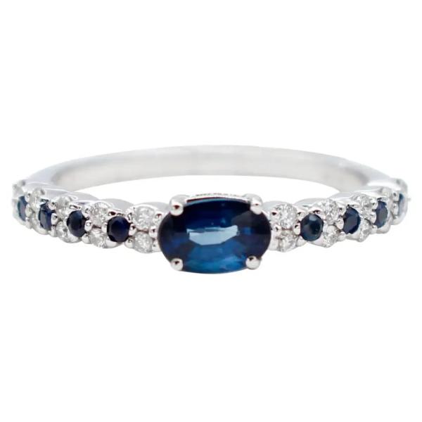 Trendy S925 Sterling Silver Natural Jewelry Sapphire CZ Ring Simple Design For Ladies