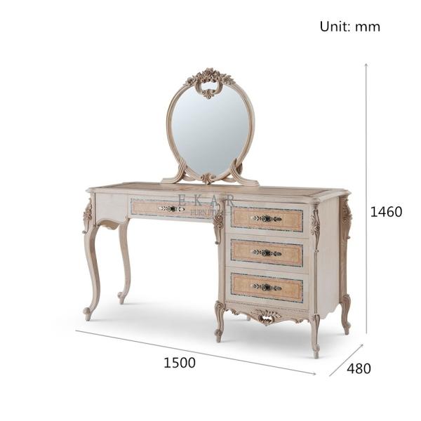 Classic Hand Carved Luxury Wooden Dressing Table With Mirror