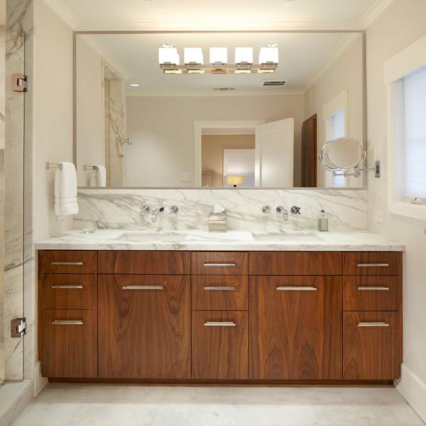 Solid  Wooden Bathroom Vanity Units Brown Wood Texture