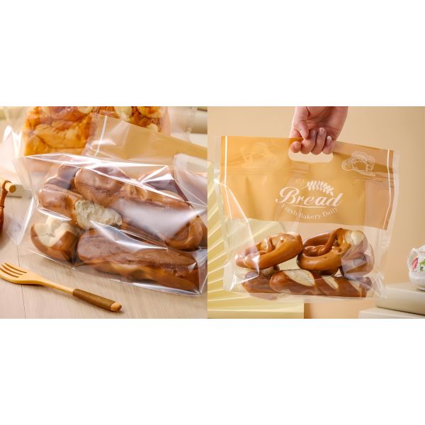 Transparent Custom Bakery Packaging Bag Plastic Portable For Homemade Bread